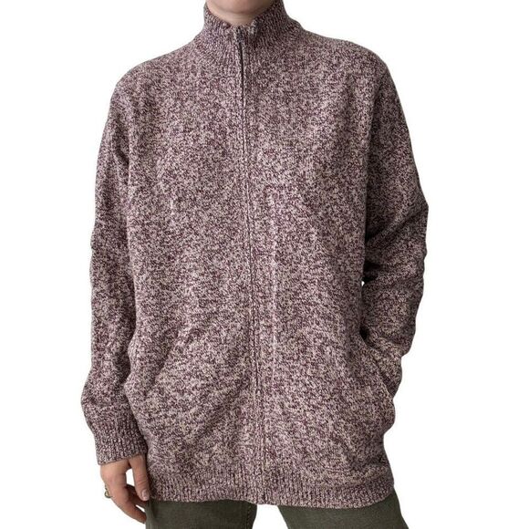 Brooks Brothers Womens Burgundy Heathered Merino Wool Blend Cardigan XL - Picture 3 of 9